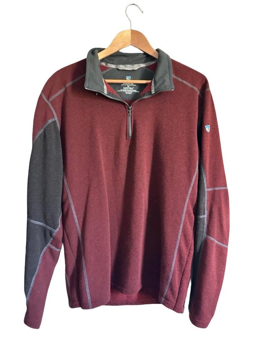 Kuhl Revel 1/4 Zip Fleece Jacket Mens Red Black Kashmira Pullover Sweater XL